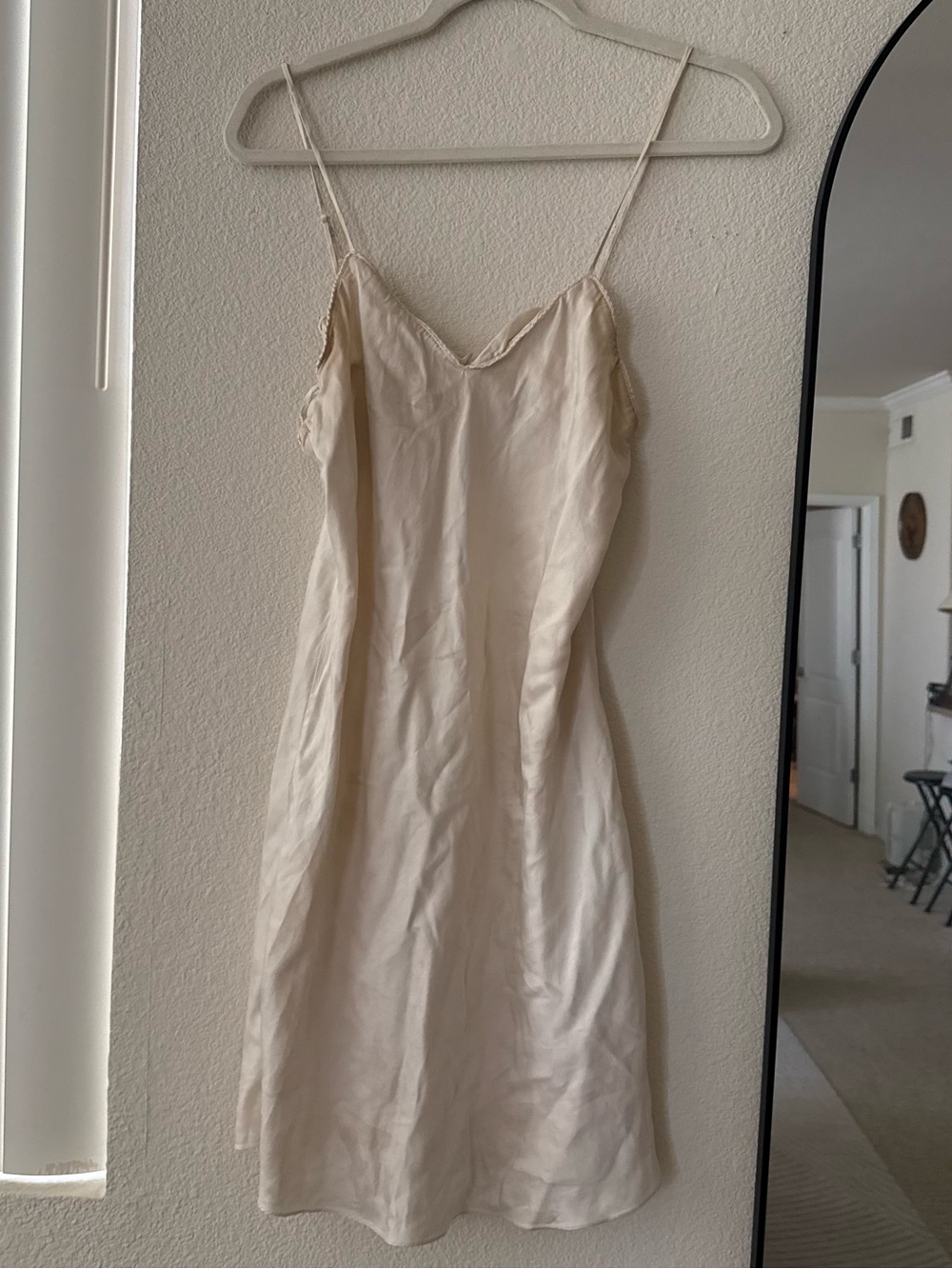 Nordstrom Intimates 100% Silk Slip Dress M Ivory Bias Cut Y2K Lingerie flawed